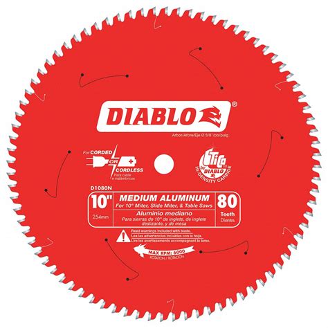 DIABLO, 10 in Blade Dia., 80 Teeth, Circular Saw Blade - 52XF61|D1080N - Grainger