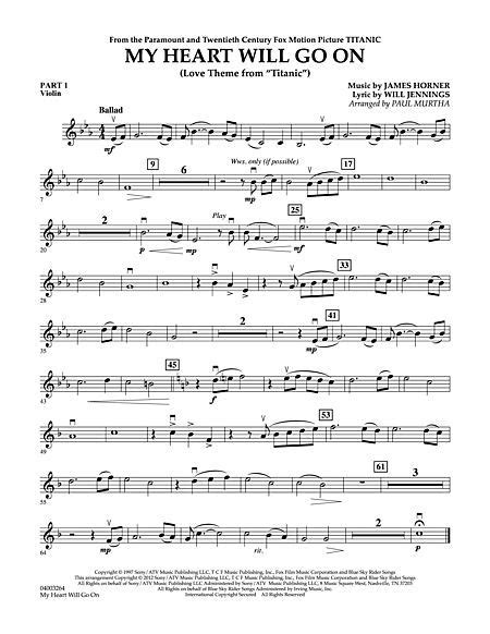 My Heart Will Go On (Love Theme from Titanic) - Pt.1 - Violin Saxophone Sheet Music, Violin ...