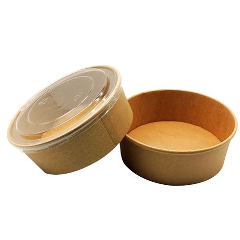 paper salad bowl 1500ML,Kraft Paper Salad Bowl With Lid,Salad Paper ...