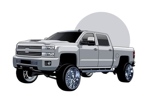 Premium Vector | Silver truck modification car illustration chevy