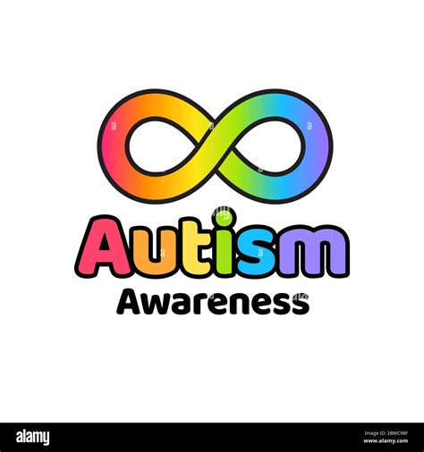 Autism awareness symbol, rainbow infinity sign and text. Autistic ...