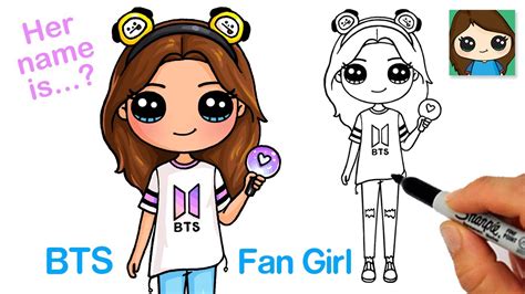 How to Draw a Cute BTS Fan Girl 🤩 - YouTube