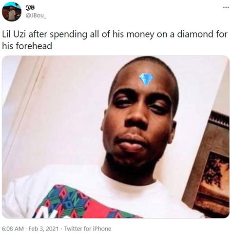 Lil Uzi after spending all of his money on a diamond for his forehead ...