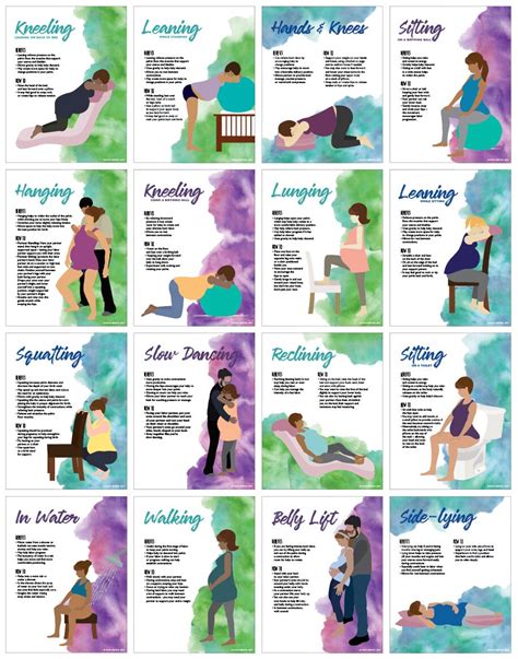 Labor Positions Full Page Printable Files Childbirth - Etsy