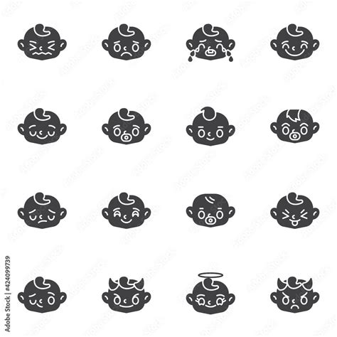 Baby face emoji vector icons set Stock Vector | Adobe Stock