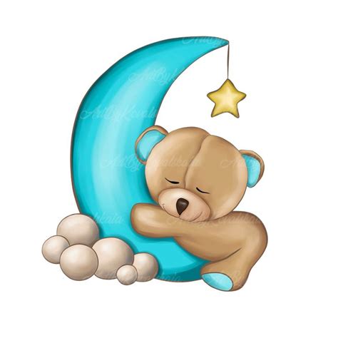 Teddy Bear Clipart Teddy Bear Sleeping on Moon PNG Baby - Etsy in 2022 | Teddy bear clipart ...