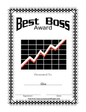 Best Boss Award Certificate | Certificate Templates | Teachers