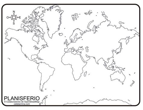 Planisferio sin nombres y sin división política para colorear e ...