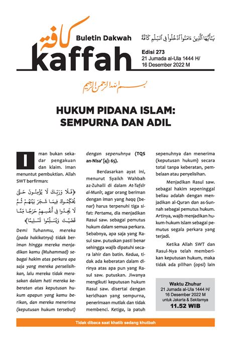 Edisi 273 Buletin Dakwah Kaffah - Hukum Kedokteran dan Psikiatri ...