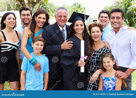 Hispanic Student And Family Celebrating Graduation Royalty-Free Stock ...