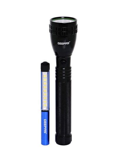 2-Piece Rechargeable LED Flashlight Black/Blue Flashlight 22 cm, Mini Flashlight 15.5cm price in ...