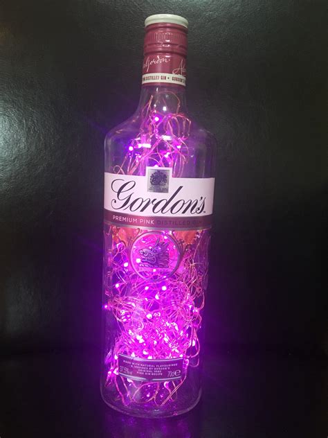 Upcycled Lighted Gordon's Pink Gin Bottle, Lighted Bottle, Bottle Lamp ...