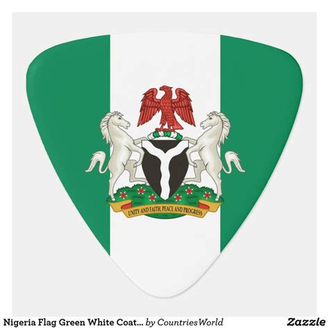 Nigeria Flag Green White Coat Of Arms Guitar Pick | Zazzle | Nigeria ...