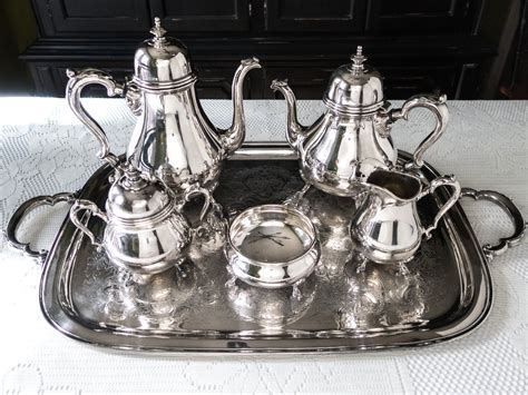 Antique Silverplate Georgian Court Tea Set Coffee Service With Tray 6 Pieces Silver Soldered by ...