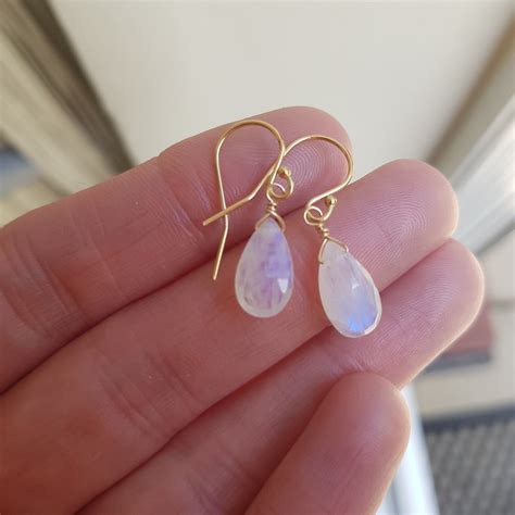 18K Gold Fill Moonstone earrings small Gold Moonstone teardrop earrings ...