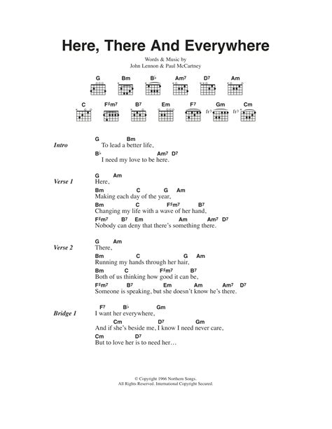 Here, There And Everywhere by The Beatles - Guitar Chords/Lyrics - Guitar Instructor