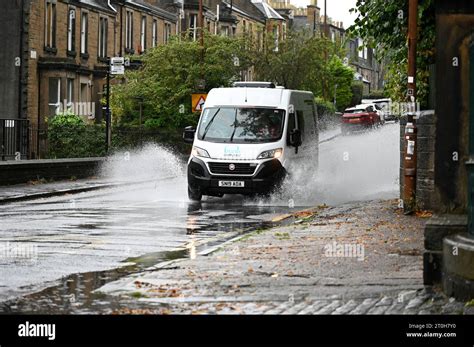 Edinburgh, Scotland, UK. 7th Oct 2023. Heavy persistent rain overnight leads to localised ...