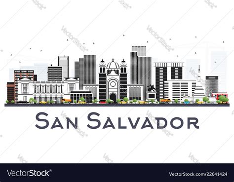 San salvador city skyline with gray buildings Vector Image