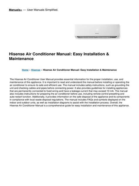 Hisense Air Conditioner User Manual | PDF | Air Conditioning | Physical ...