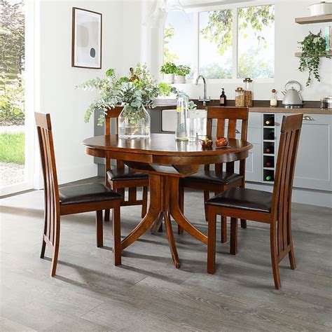 Hudson Round Extending Dining Table & 6 Chester Chairs, Dark Solid ...