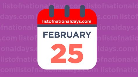 FEBRUARY 25TH: National Holidays,Observances & Famous Birthdays