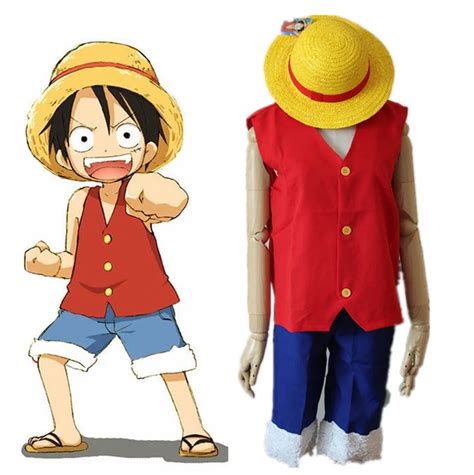 Anime One Piece Monkey D Luffy Cosplay Costume Full Set Uniform ( Top ...