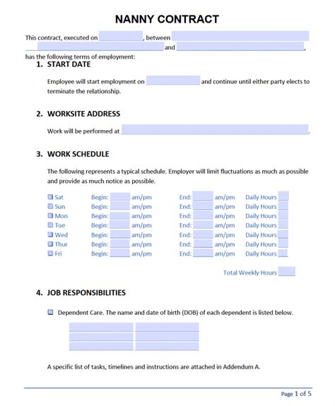 Nanny Contract Template | PDF