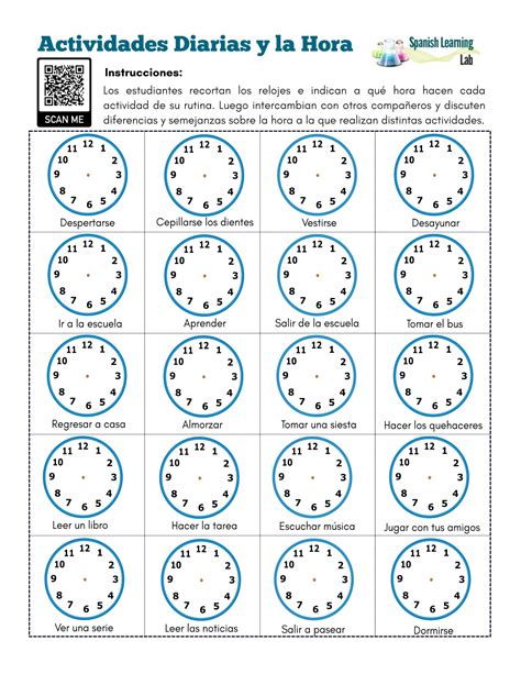 This worksheet will help you practice both telling time in Spanish and talking about daily ...