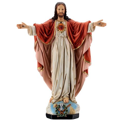 Sacred Heart of Jesus statue open arms, 16 in painted resin | online ...