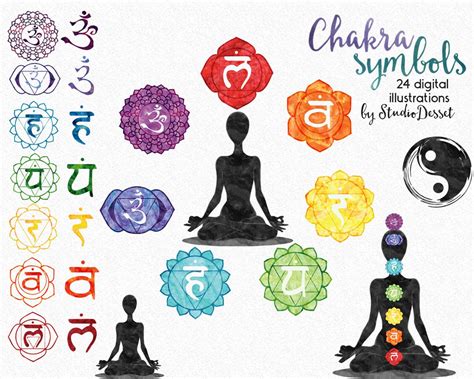 Watercolor Chakras Clipart, New Age Illustrations, Rainbow Colored ...