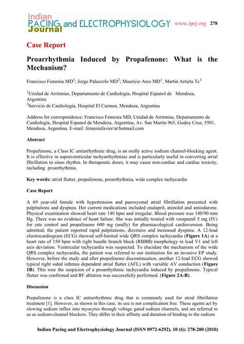 (PDF) Proarrhythmia Induced by Propafenone: What is the Mechanism?