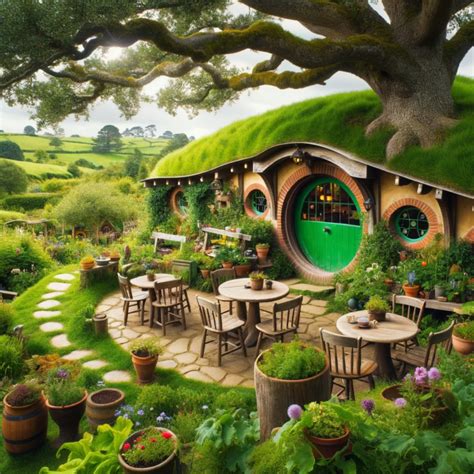 Hobbit Cafe Garden with Shire Scenery | Ansiklopedika Images