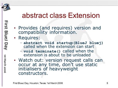 1 First BlueJ Day, Houston, Texas, 1st March 2006 Writing BlueJ Extensions Ian Utting University ...