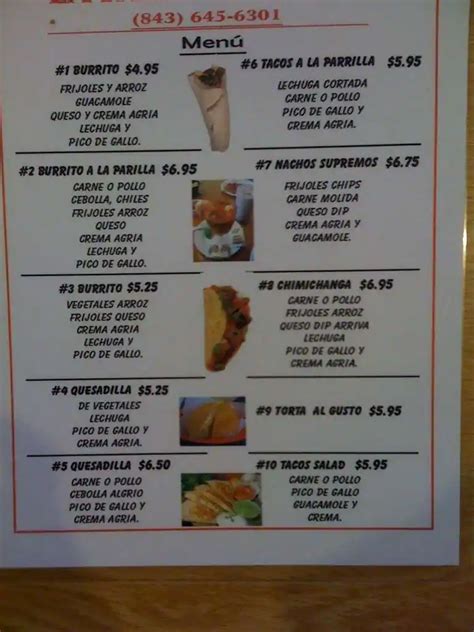 La Parrilla Menu, Menu for La Parrilla, Ridgeland, Hilton Head Island ...