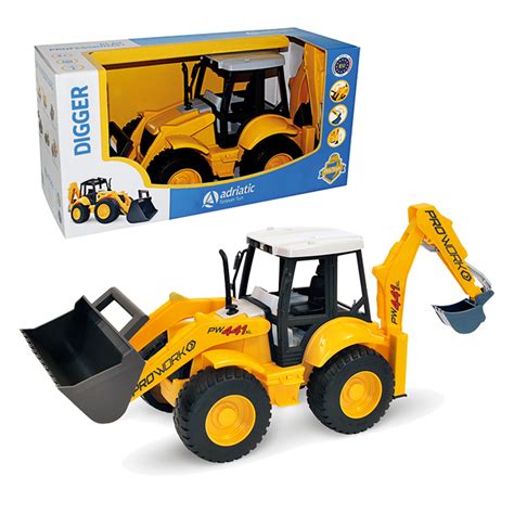 Real Looking Yellow Backhoe Loader Toy Tractor Indoor Outdoor Summer Beach Play | eBay