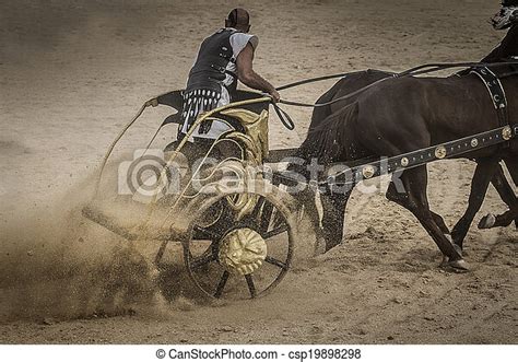 Leading, gladiator in roman chariot. | CanStock