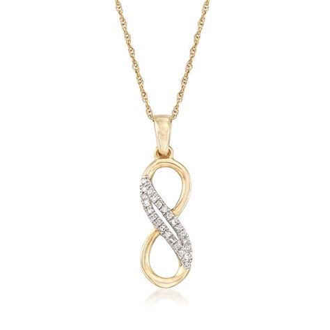 Diamond-Accented Infinity Symbol Pendant Necklace in 14kt Yellow Gold ...