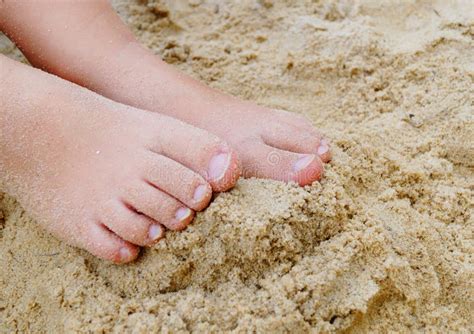 Small Child Feet in Beach Sand Stock Photo - Image of shore, closeup ...