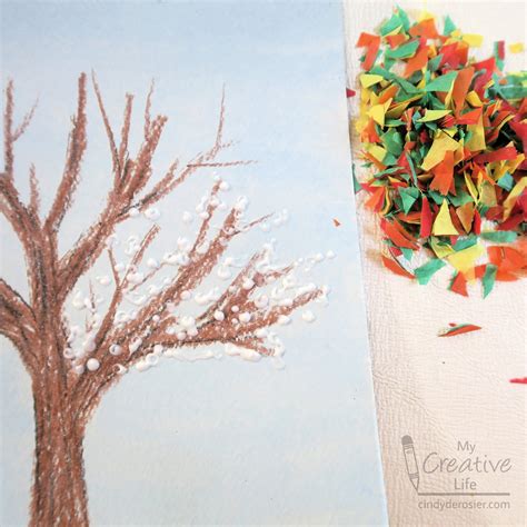 Cindy deRosier: My Creative Life: Fall Tree with Tissue Paper Leaves