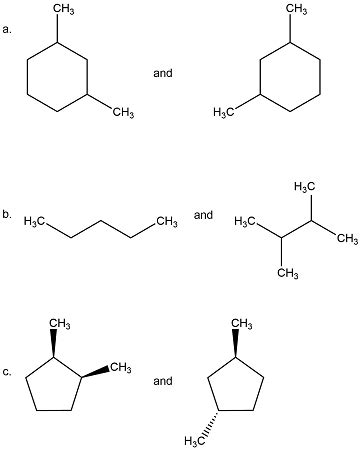 Specify the relationship for each pair of structures as either ...