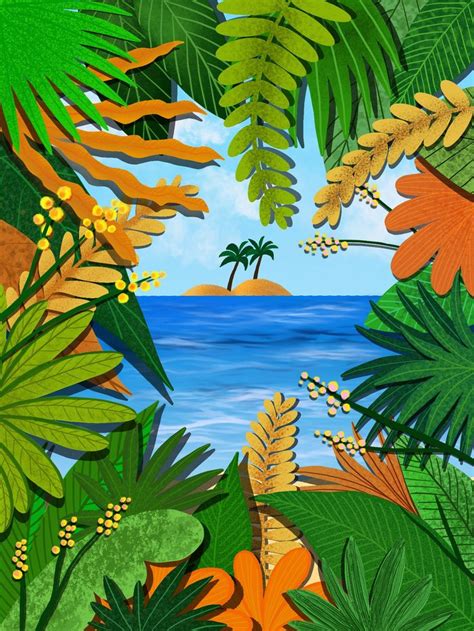 Tropical | Tropical illustration, Beach illustration, Illustration