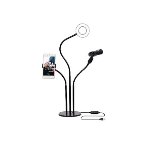 3in1 Dimmable LED Selfie Ring Light With Cell Phone & Microphone Holder ...