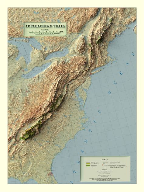 Appalachian Trail Map Appalachian Trail 2D Relief Map - Etsy