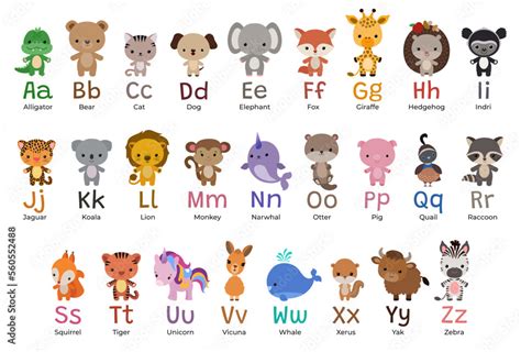 Kawaii Animal Alphabet Cartoon Animals English Alphab - vrogue.co