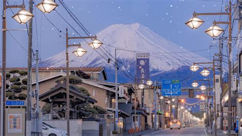 Fujinomiya City Street Mount Fuji Live Wallpaper - MoeWalls