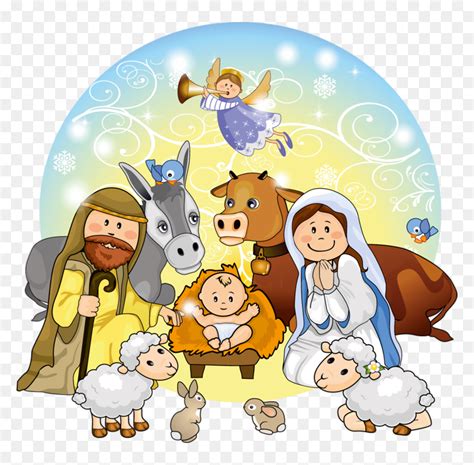 Cute Christmas Nativity Scene Clip Art - Cartoon Christmas Nativity ...