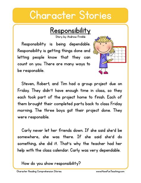 Free Printable Responsibility Worksheets Pdf - Printable Word Searches