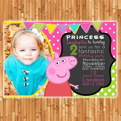 Peppa Pig Photo Invitation - Peppa Pig Party - Peppa Pig Birthday - Printable - Personalised ...