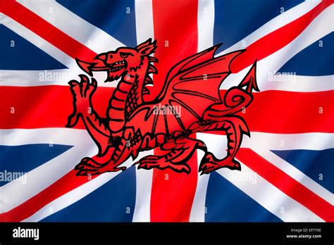 Possible design incoporating the Welsh Dragon into the flag of United Kingdom Stock Photo - Alamy