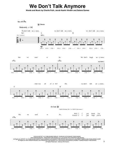 We Don T Talk Anymore Chords - Sheet and Chords Collection